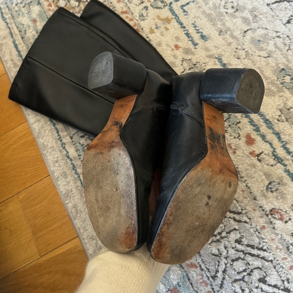 Vince maggie black leather knee high block heel boot- wide calf - Picture 2 of 9